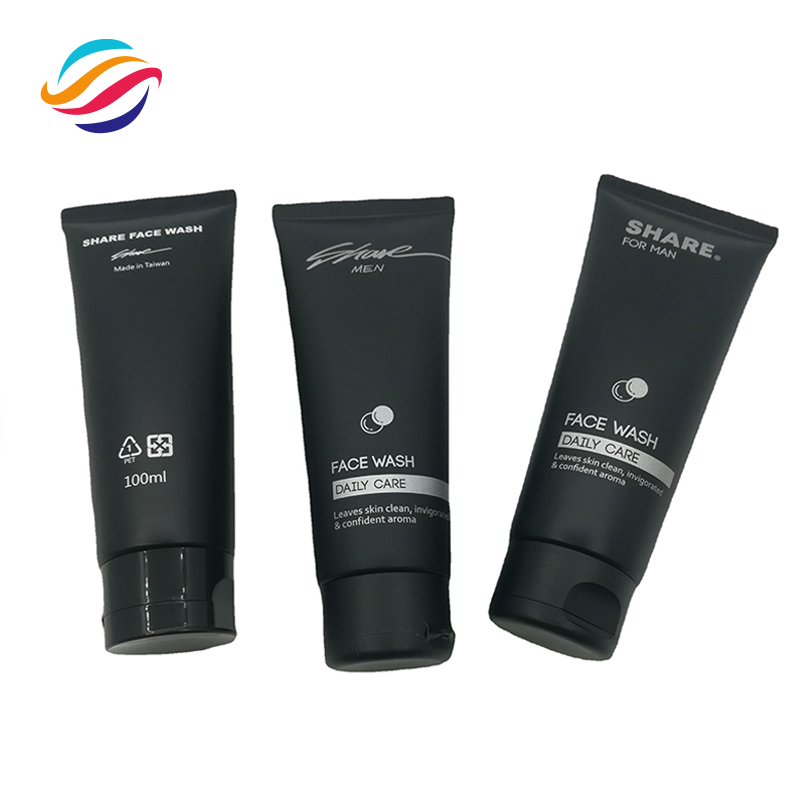 PE black facial cleanser tube view 4