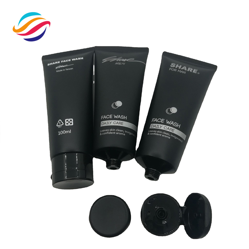 PE black facial cleanser tube view 5