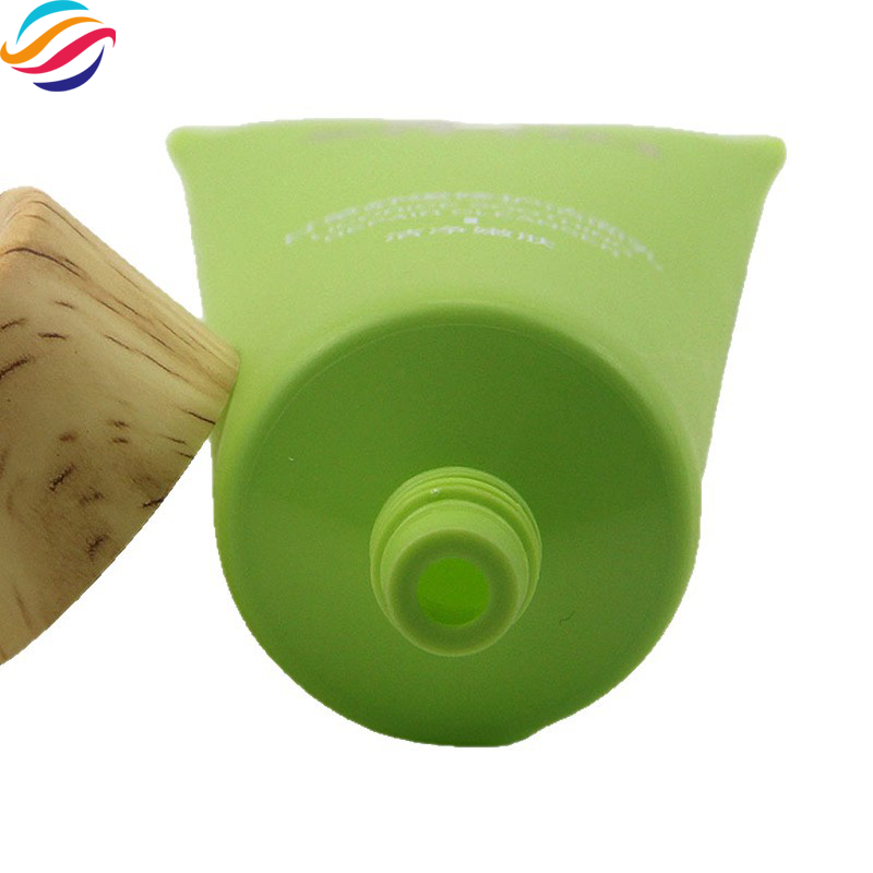 PE wood-cap facial cleanser tube view 3