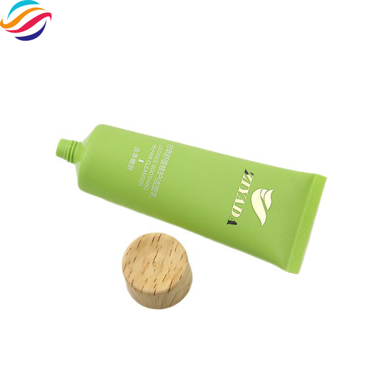 PE wood-cap facial cleanser tube view 4